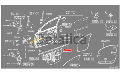 Молдинг передней правой двери хромированный верхний для Ниссан Тиида С13