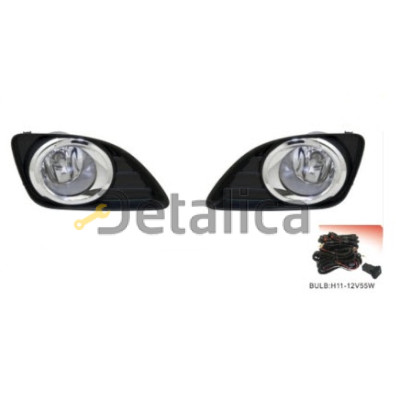 Фара противотуманная левая+правая комплект с проводкой кнопкой решетка бампера для Тойота Камри от 2009 (Китай)