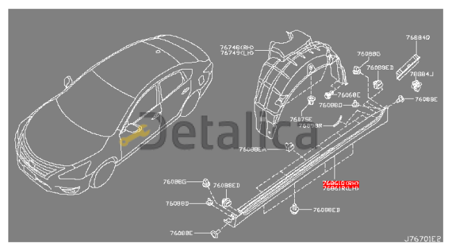 Накладка порога правая ( пластиковая ) для Ниссан Теана L33 оригинал