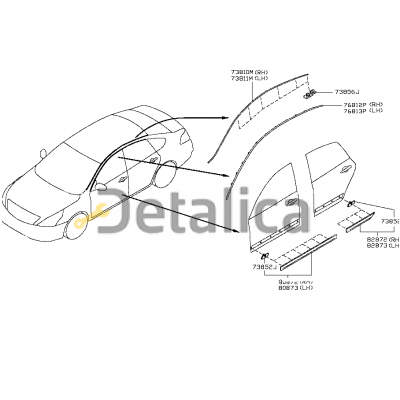 Молдинг передней левой двери для Ниссан Теана J32 от 2011 хром темный (Оригинал)