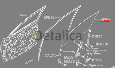 Стекло боковое передней левой двери для Ниссан Х-Трейл Т32 оригинал