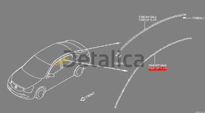 Молдинг боковой крыши левый хром для Ниссан Альмера Г15 оригинал