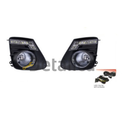 Фара противотуманная левая+правая комплект тюнинг с диод проводкой кнопкой решетка бампера хром для Тойота Королла от 2010 (Тайвань)