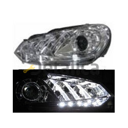 Фара тюнинг комплект линзованная с диод габарит с регуляторм мотора внутри хром для Фольксваген Гольф 6 от 2009 (Depo)