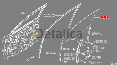 Стекло боковое передней правой двери для Ниссан Х-Трейл Т32 оригинал