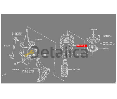 Пружина переднего амортизатора для Ниссан Центра В17 оригинал