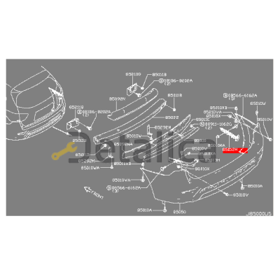 Крепление заднего бампера боковой правый для Ниссан Патфайн Р52 оригинал 