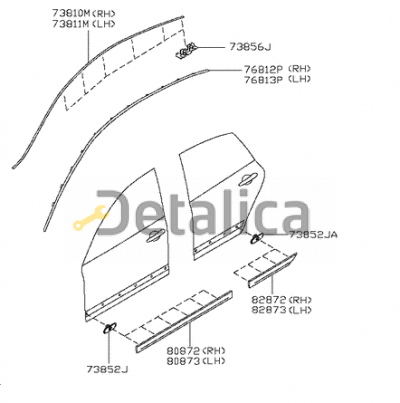 Молдинг на заднюю левую дверь для Ниссан Теана J32 оригинал Молдинг на заднюю левую дверь для Ниссан Теана J32 оригинал