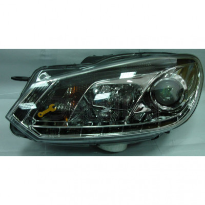 Фара тюнинг комплект линзованная внутри хром с Drl днев ход огни для Фольксваген Гольф 6 от 2009 (Devil Eyes)