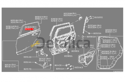 Молдинг задней левой двери хромированный верхний Ниссан Тиида С13