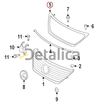 Молдинг решетки радиатора хром оригинал для лексус LS460/600hL от 2007-2009
