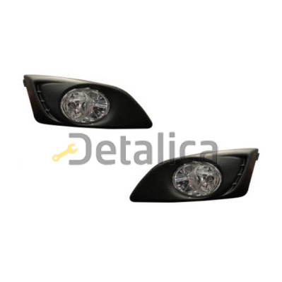 Фара противотуманная левая+правая комплект с решеткой бампера хромированная для Шевроле Авео Т300