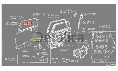 Молдинг задней правой двери хромированный верхний Ниссан Тиида С13