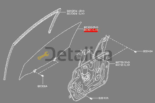 Стекло боковое передней левой двери для Ниссан Кашкай J11E оригинал анг.