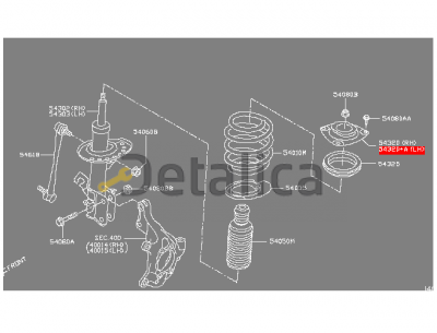 Опора переднего амортизатора левая для Ниссан Центра В17 оригинал