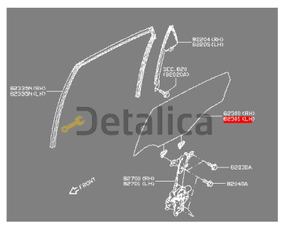 Стекло боковой задней левой двери для Ниссан Тиида С13 оригинал