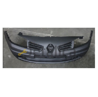 Бампер передний в сборе с решеткой с отверстиями под противотуманки без усилителя грунт для Рено Меган от 2005