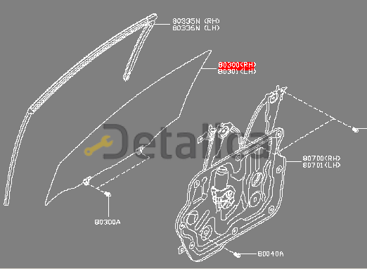 Стекло боковое передней правой двери для Ниссан Кашкай J11E оригинал анг.