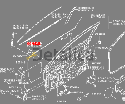 Молдинг передней правой двери хромированный верхний Ниссан Альмера Г15 оригинал