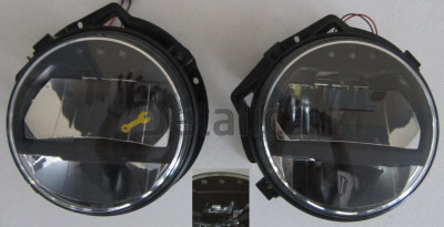 Фара для Мерседес W463 Л+П (комплект) тюнинг со светодиод.модулем ближнего света и дальнего света {FULL LED}, внутри черн (SONAR)