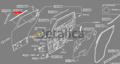 Молдинг задней левой двери хромированный верхний Ниссан Кашкай J11E оригинал анг. рус.