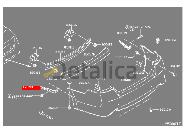 Крепление заднего бампера левый боковой для Ниссан Теана L33 оригинал