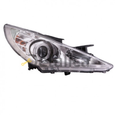 Фары комплект-тюнинг со светящимся ободком под корректор внутри хром для Хендай Соната 6 от 2010 (Eagle eyes)