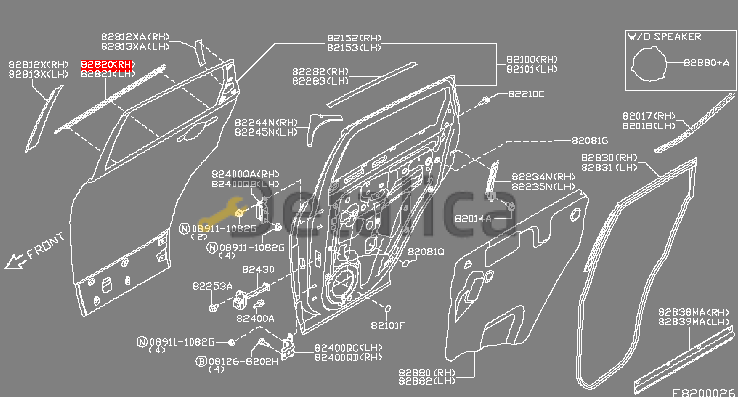 Molding Zadnej Pravoj Dveri Hromirovannyj Verhnij Nissan Kashkaj J11e Original Ang Rus