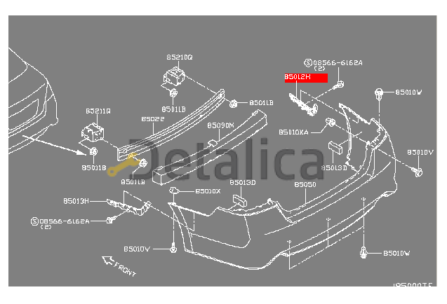 Крепление заднего бампера правый боковой для Ниссан Теана L33 оригинал