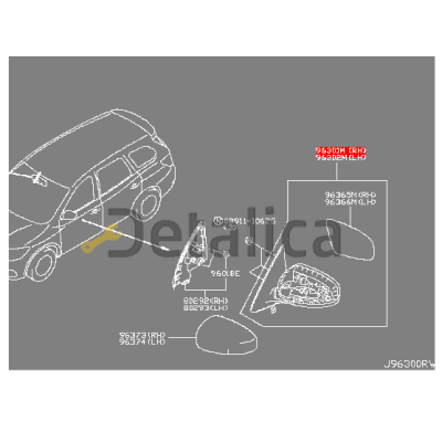 Зеркало боковое правое для Ниссан Патфайндер Р52 оригинал SL