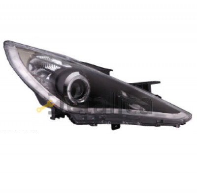 Фары комплект-тюнинг со светящимся ободком под корректор DEVIL EYES внутри чёрные для Хендай Соната 6 от 2010 (Eagle eyes)