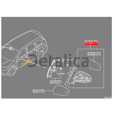 Зеркало боковое левое для Ниссан Патфайндер Р52 оригинал LE