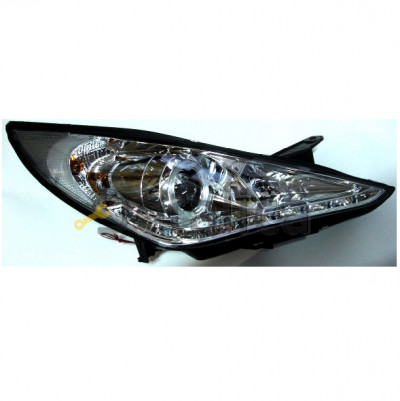 Фары комплект-тюнинг со светящимся ободком DEVIL EYES внутри хром для Хендай Соната 6 от 2010 (Sonar)