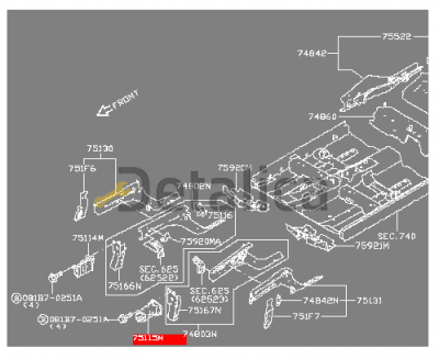 Кронштейн усилителя бампера передний левый для Ниссан Тиида С13 оригинал