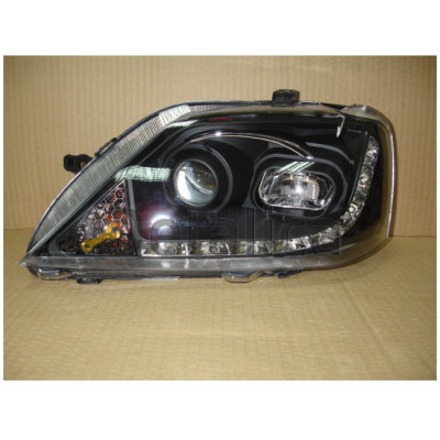 Фара левая DEVIL EYES внутри черная китай для рено логан от 2005