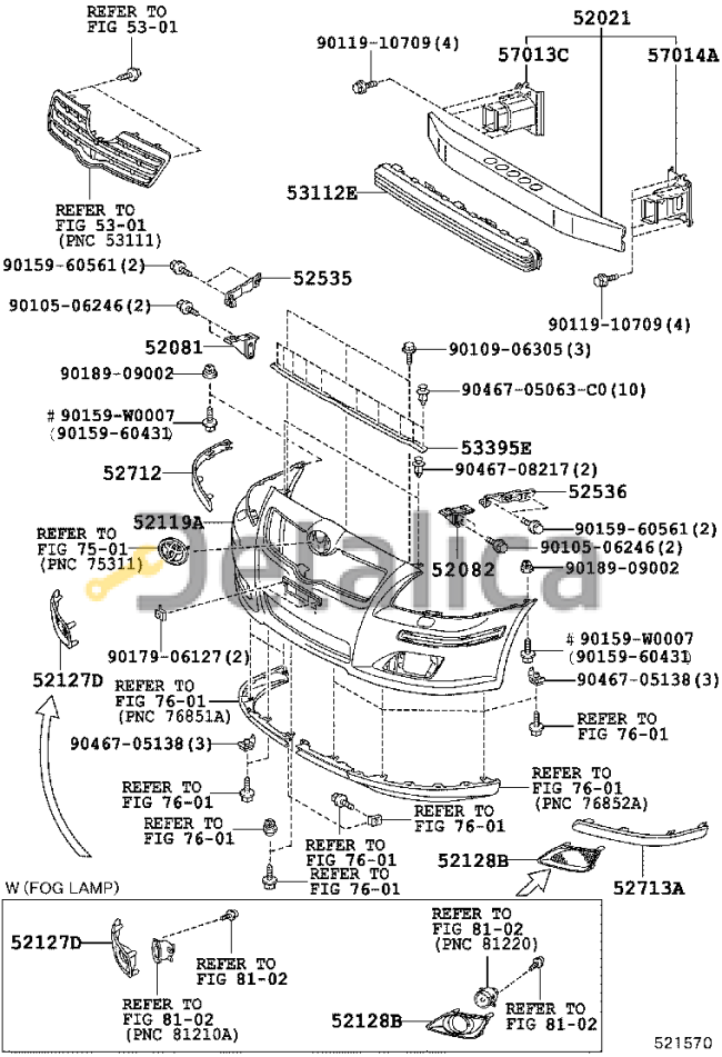Кронштейн бампера для Тойота Авенсис 2003