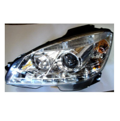 Фары тюнинг-комплект с светящимся ободком SONAR внутри хром для Мерседес W204 2007-2010