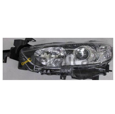 Фара левая для Мазда 6 2013 линзованная внутри чёрная