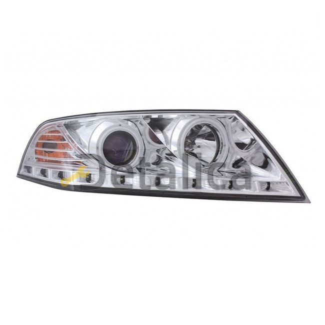 Фары комплект-тюнинг со светящимся ободком с рег мотора внутри хром для Шкода Октавия А5 от 2005 (Eagle Eyes)