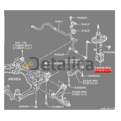 Стойка переднего амортизатора левая для Ниссан Патфайндер Р52 оригинал