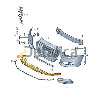 Пыльник ( губа ) переднего бампера для Ауди А1 от 2010 оригинал