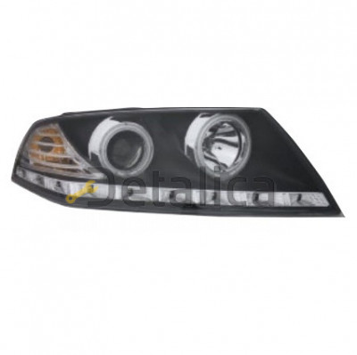 Фары комплект-тюнинг со светящимся ободком с рег мотора внутри чёрная для Шкода Октавия А5 от 2005 (Eagle Eyes)