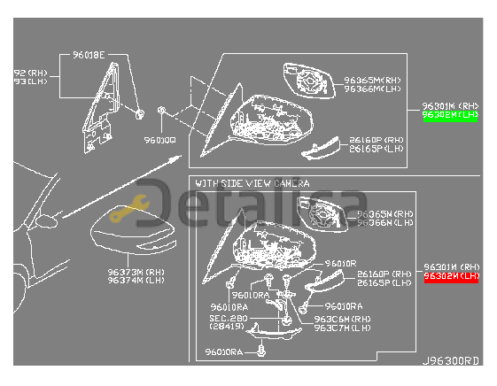 Зеркало боковое левое для Ниссан Теана L33 оригинал 12 конт