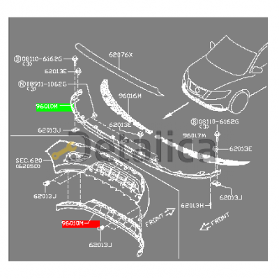 Спойлер переднего бампера нижний для Ниссан Патфайндер Р52 оригинал