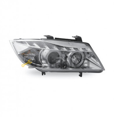 Фара левая+правая комплект тюнинг линзованная DEVIL EYES с светящимся ободком JUNYAN внутри хром для BMW E90 от 2004