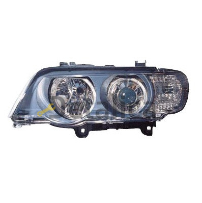 Фара левая+правая комплект ксенон тюнинг  с светящимся ободком  линзованная внутри черная для BMW E53 X5 от 1999-2004