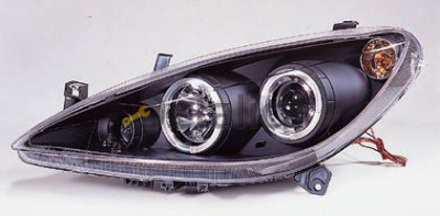 PEUGEOT 307 фара л+п (комплект) тюнинг линзован с противотум с 2 светящ ободк с рег.мотор (sonar) внутри черн