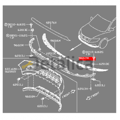 Спойлер переднего бампера нижний левый для Ниссан Патфайндер Р52