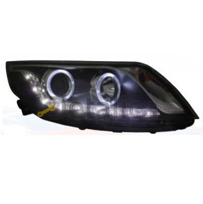 Фары тюнинг-комплект с светящимся ободком с регулятором мотора внутри чёрная DEVIL EYES для Киа Рио 3 от 2011 (Eagle Eyes)