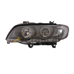 Фара левая+правая комплект тюнинг ксенон с диод светящимся ободком  линзованная DEVIL EYES под корректор EAGLE EYES внутри черная для BMW E53 X5 от 1999-2004